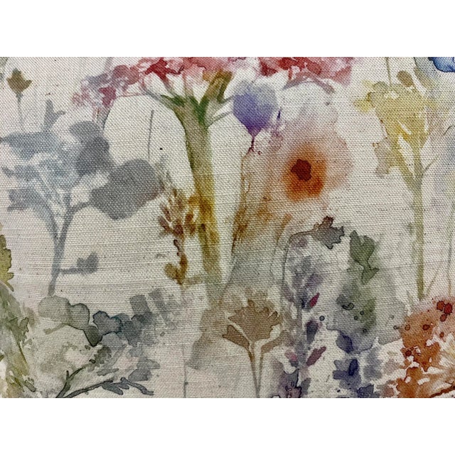 16" Square Pillow With a Watercolor-Look Pattern Depicting Pink, Coral & Purple Trees & Flowers - Made in Uk. For Sale - Image 9 of 11