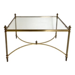 Jansen Style Coffee Table With Glass Inset Top For Sale