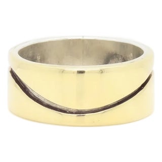Vintage Mid-Century Modernist Paul Lobel Mixed Metal Gold/Silver Cigar Band Ring For Sale