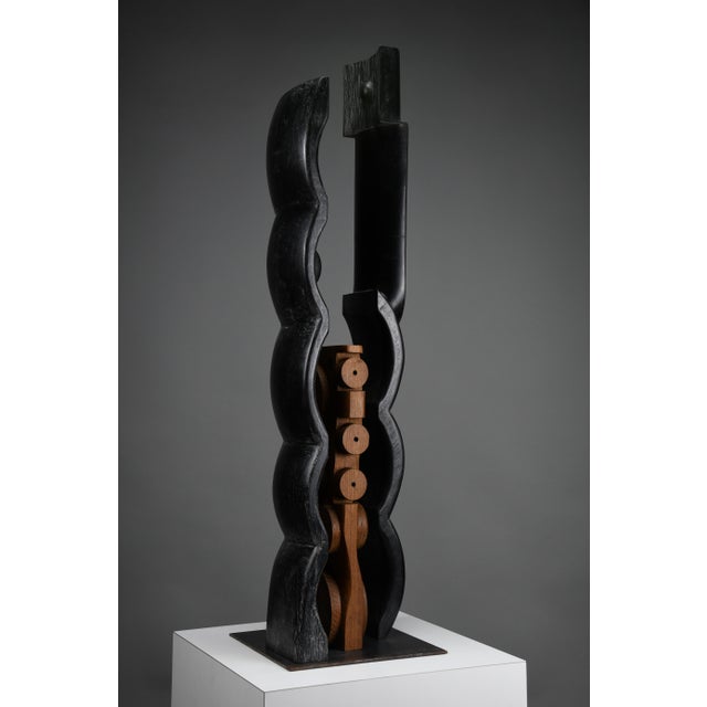 Alberto Cabiddu, Fratelli (Brothers) — Ebonized Wood Totemic Sculpture, 1998, Oak and Wood For Sale - Image 14 of 17