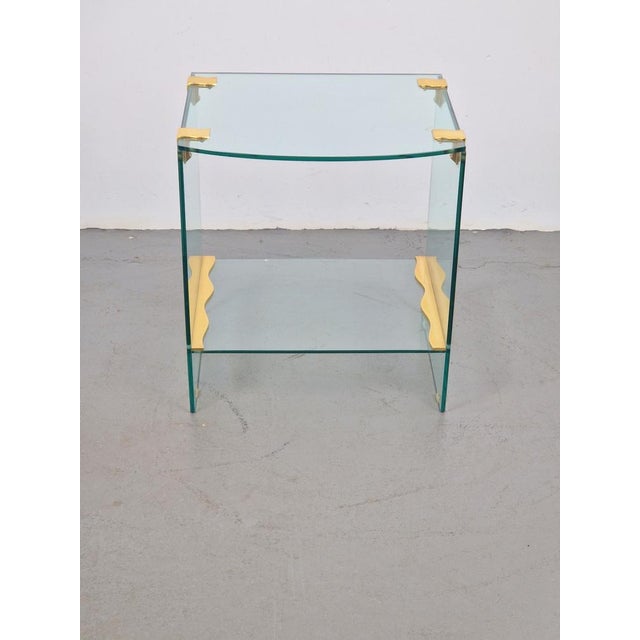Gold Vintage Regency Brass & Glass Side Table, 1970s For Sale - Image 8 of 13