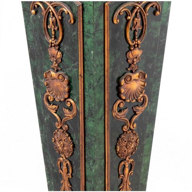 French Faux Green Marble and Gold Painted Pedestal For Sale In New York - Image 6 of 8