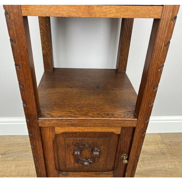 Antique French Oak Bedside Table with Marble Top For Sale - Image 3 of 9