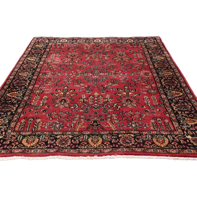Jacobean Vintage Indian Sarouk Rug, 03'09 X 06'02 For Sale - Image 3 of 10