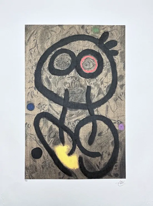 After Joan Miro “Autoretrat” Signed & Numbered Lithograph