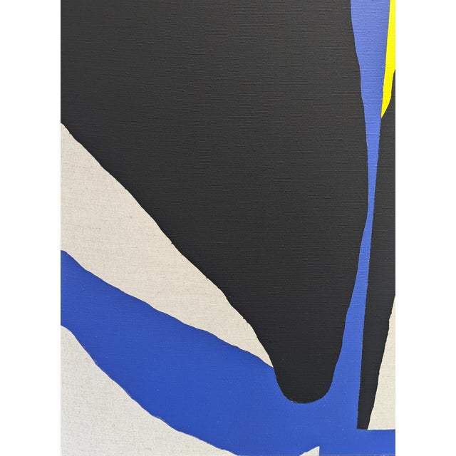 Textile Emmanuel Araujo "Aviero" Contemporary Blue, Yellow & Black Geometric Hard-Edge Abstract Painting, 2018 For Sale - Image 7 of 10