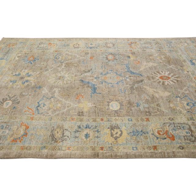 6 X 10 Modern Hand-Knotted Sultanabad Brown Wool Rug With Floral Design For Sale In New York - Image 6 of 13