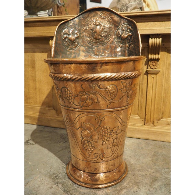 Highly Worked 19th Century Ceremonial Repousse Copper Hotte From France For Sale - Image 14 of 16