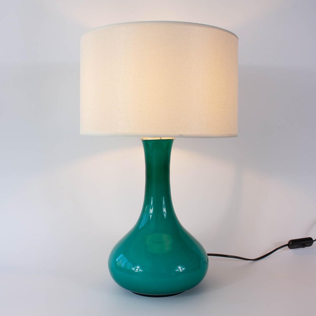 Vintage Portuguese Turquoise Opaline Glass Table Lamp, 1960s For Sale - Image 4 of 14
