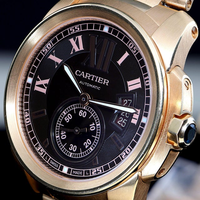 Cartier Calibre De Cartier W7100040 Chocolate Dial 18k Rose Gold Watch Full Set For Sale - Image 9 of 18