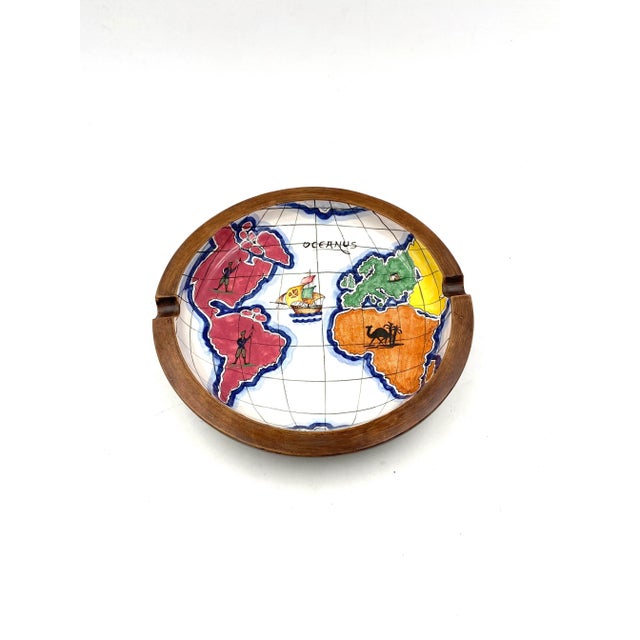 Polychrome Ceramic World Map Catchall / Ashtray, Zaccagnini Italy 1940s For Sale - Image 13 of 13