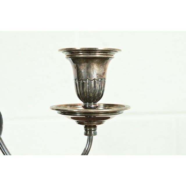 Silver Tiffany & Co. Style Antique Victorian Silverplate Three-Light Candelabra For Sale - Image 8 of 16