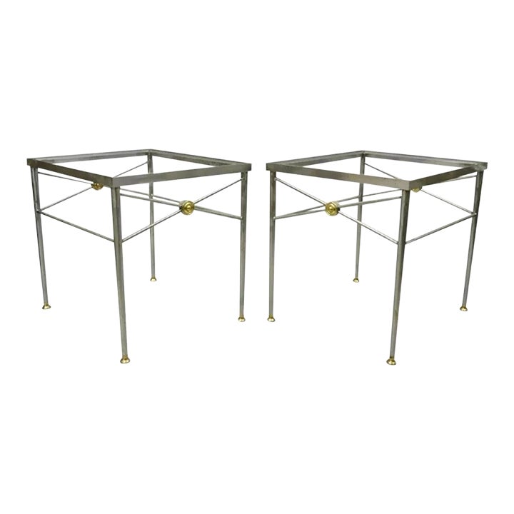Italian Directoire Maison Jansen Style Brushed Steel & Brass End Table ...