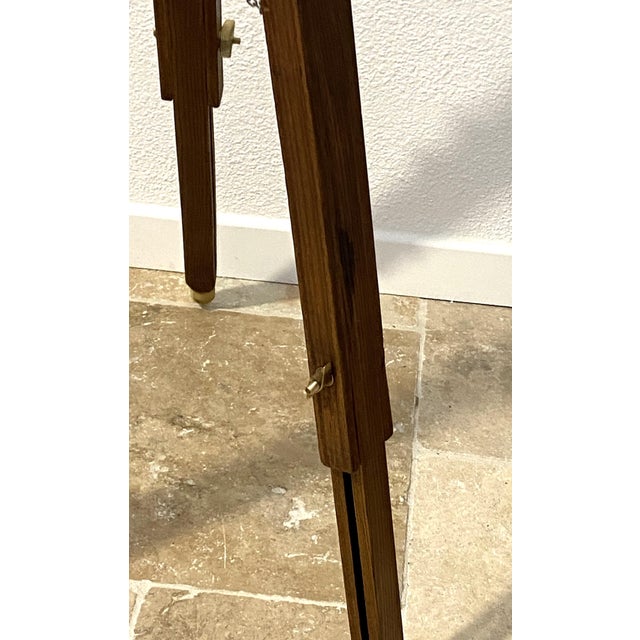 Wood Antique Tripod in Wood and Brass from Gaumont Paris, 1890s For Sale - Image 7 of 15