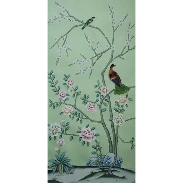24'*48"/Panel*5ps, a Set of 5 Panels Aqua Green Chinoiserie Wall Artwork For Sale - Image 4 of 7