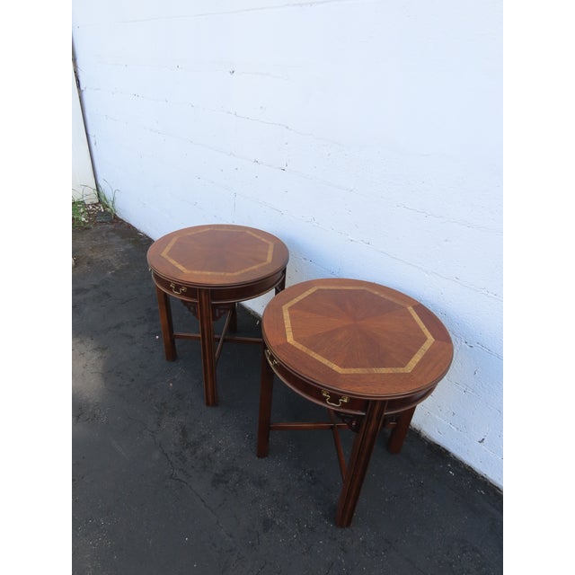 Lane Hollywood Regency Inlay Side End Tables a Pair 3739 For Sale In Miami - Image 6 of 18