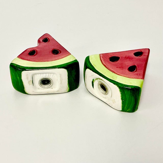 Raspberry Red 1980s Vintage Americana Boho Chic Watermelon Salt & Pepper Shakers - A Pair. For Sale - Image 8 of 8