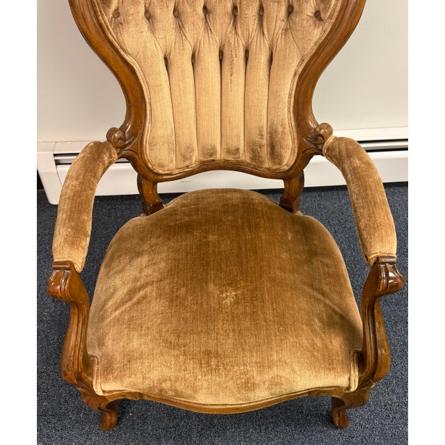Victorian Late 19th Century Carved Victorian Walnut Parlor Chairs For Sale - Image 3 of 12