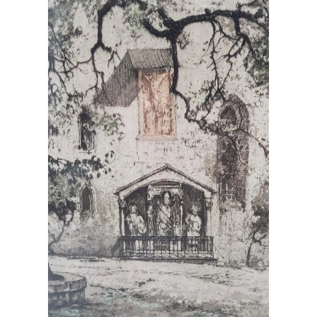 Impressionist Josef Eidenberger (1899-1991) "Salzburg Castle" Color Etching C.1930s For Sale - Image 3 of 8