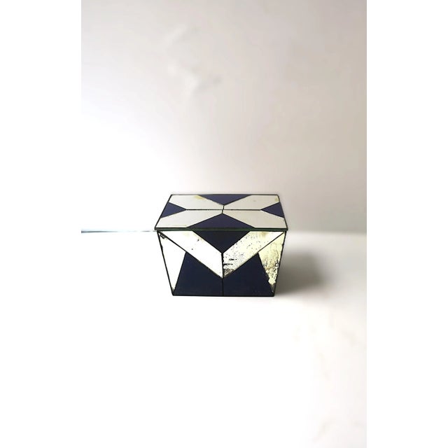 Early 20th Century Art Deco Blue Glass Box For Sale - Image 5 of 12