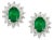8 Carat Oval Shape Emerald and Diamond Post Back Earrings 14 Karat White Gold For Sale