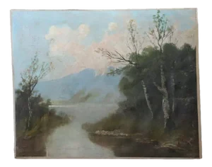 Landscape, Oil Painting on Canvas, 19th Century, Framed