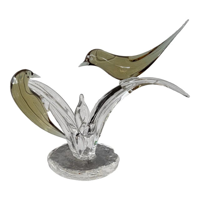 Vintage 13” Elio Raffaeli Italian Murano Art Glass Birds Sculpture For Sale
