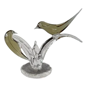 Vintage 13” Elio Raffaeli Italian Murano Art Glass Birds Sculpture