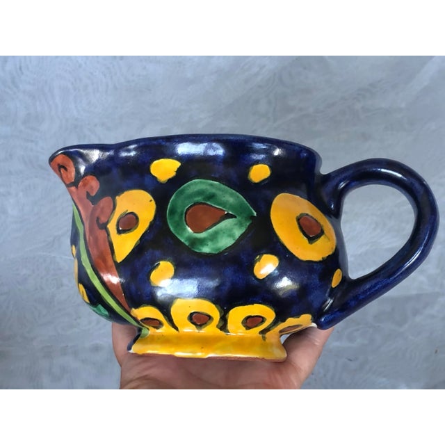Ceramic Vintage Mexican Pottery Sugar Bowl & Creamer Pitcher Set For Sale - Image 7 of 13
