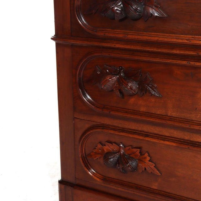 Wood Antique Rococo Walnut 3-Drawer Marble Top Dresser & Mirror C1890 For Sale - Image 7 of 16