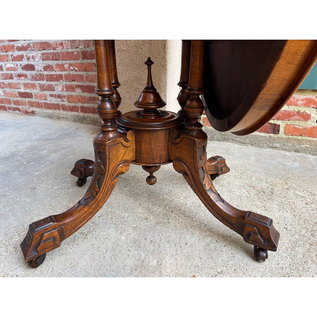 Antique English Center Breakfast Table Burl Walnut Tilt Top Inlaid Oval C1890 For Sale - Image 17 of 18