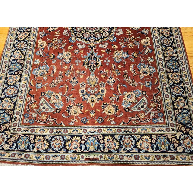 Vintage Turkmen Area Rug, Hand-Knotted Wool, Allover Geometric Pattern, Pistachio Green & Red, 4x8 For Sale - Image 17 of 18
