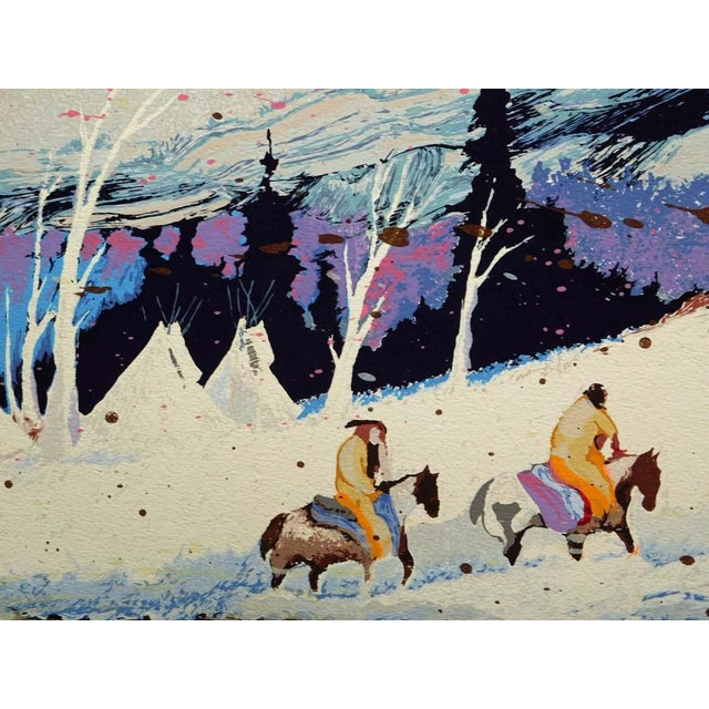 Earl Biss "High Mountain Campground" Serigraph on Paper Hand Signed Unfrramed For Sale - Image 4 of 6