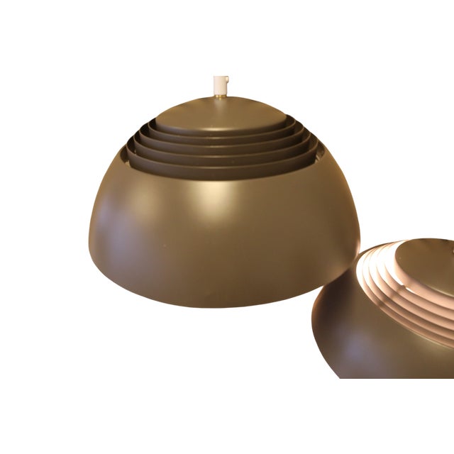 Metal AJ Royal Pendant Lights in Metal by Arne Jacobsen for Louis Poulsen, 1960s, Set of 2 For Sale - Image 7 of 15