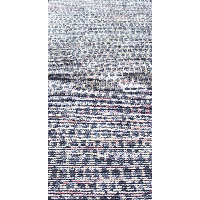 Modern Runner Rug With Textured Pattern in Gray, Blue, and Multicolor Accents 2'7 X 10'0 For Sale - Image 4 of 12
