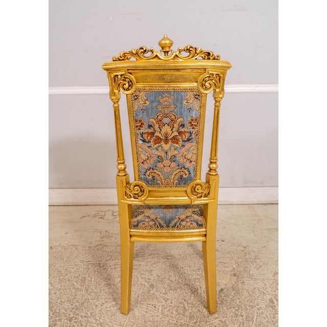 Set of 14 French Louis XIV Style Gold Gilt Carved Throne Dining Chairs For Sale - Image 4 of 18