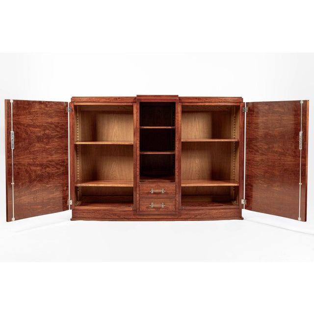 Art Deco Antique Art Deco Tall Mahogany Wood Storage or Bar Cabinet 1940s For Sale - Image 3 of 17