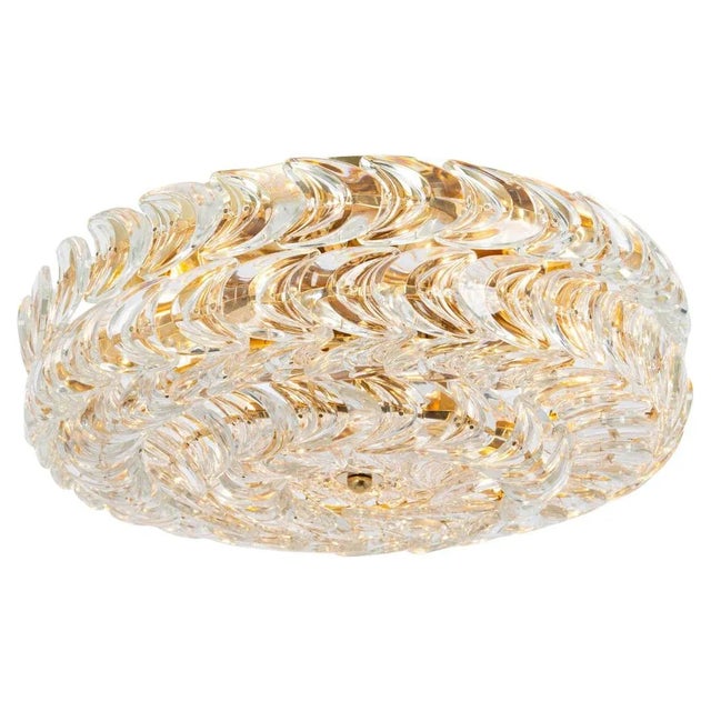 Gilt Brass and Crystal Flush Mount from Palwa, Germany, 1970s For Sale - Image 11 of 11