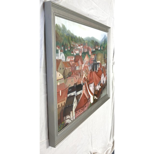 Original Signed & Framed Oil Painting by Helene Berger "From the Castle" Czech Republic C2005 For Sale - Image 10 of 18