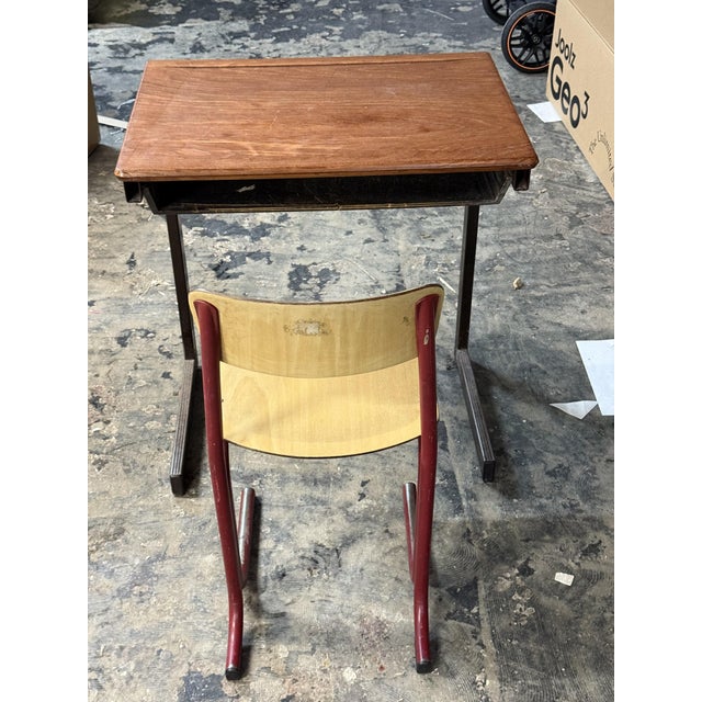 1980s Vintage School Desk with Chair, 1980s, Set of 2 For Sale - Image 5 of 7