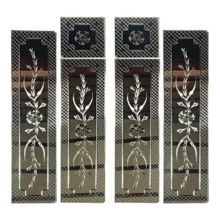 Mirrored Venetian Style Cut Glass Panels - Set of Six For Sale