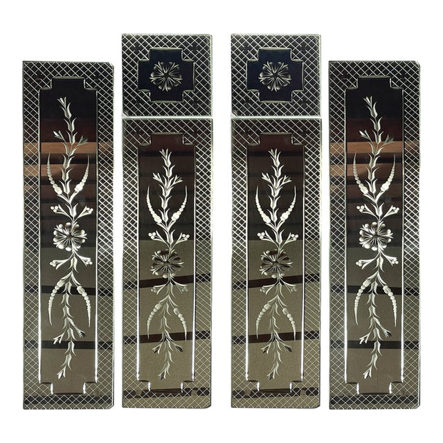 Mirrored Venetian Style Cut Glass Panels - Set of Six For Sale