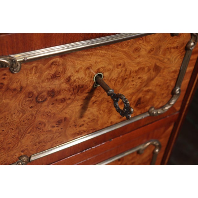 French Burr Walnut Pedestal Desk with Gilt Bronze Ormolu Mounts, 1880s For Sale - Image 12 of 18