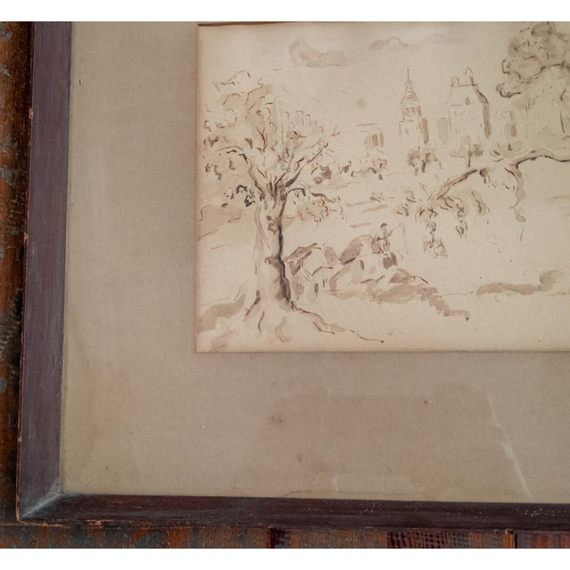 Paper 20th Century American Pen and Ink Drawing of Central Park New York City, Signed Bell For Sale - Image 7 of 13
