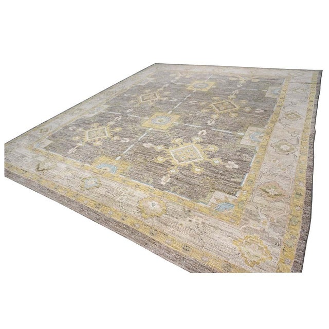 Early 21st Century 21st Century Turkish Oushak Wool 10x13 Taupe, Ivory, & Yellow Handmade Area Rug #1144067 For Sale - Image 5 of 11