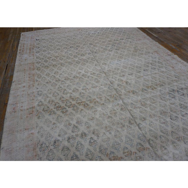 Spectacular Diamond Design on Ivory Background Color Antique Indian Cotton Agra Rug For Sale - Image 10 of 10