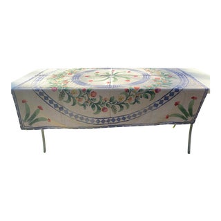 Floral Christmas Cactus Linen Tablecloth by Abc Carpet & Home For Sale