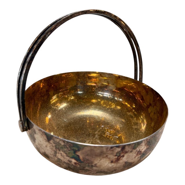 Vintage Italian Silver-Plated and Gilt Metal Basket For Sale