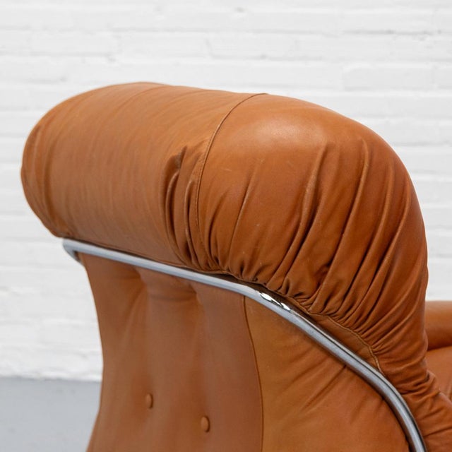 Corolla Lounge Chair in Cognac Leather by I.P.E., 1970s For Sale - Image 11 of 18