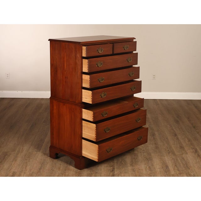 Chippendale Henkel Harris Chippendale Style Cherry Tall Chest For Sale - Image 3 of 18